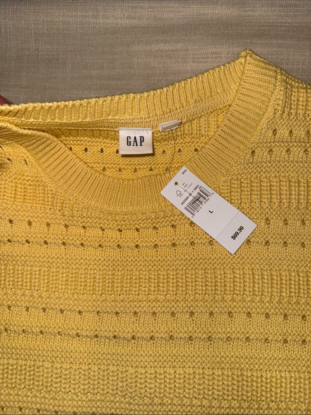 GAP Yellow Crewneck Eyelet Knit Sweater - Picture 2 of 3